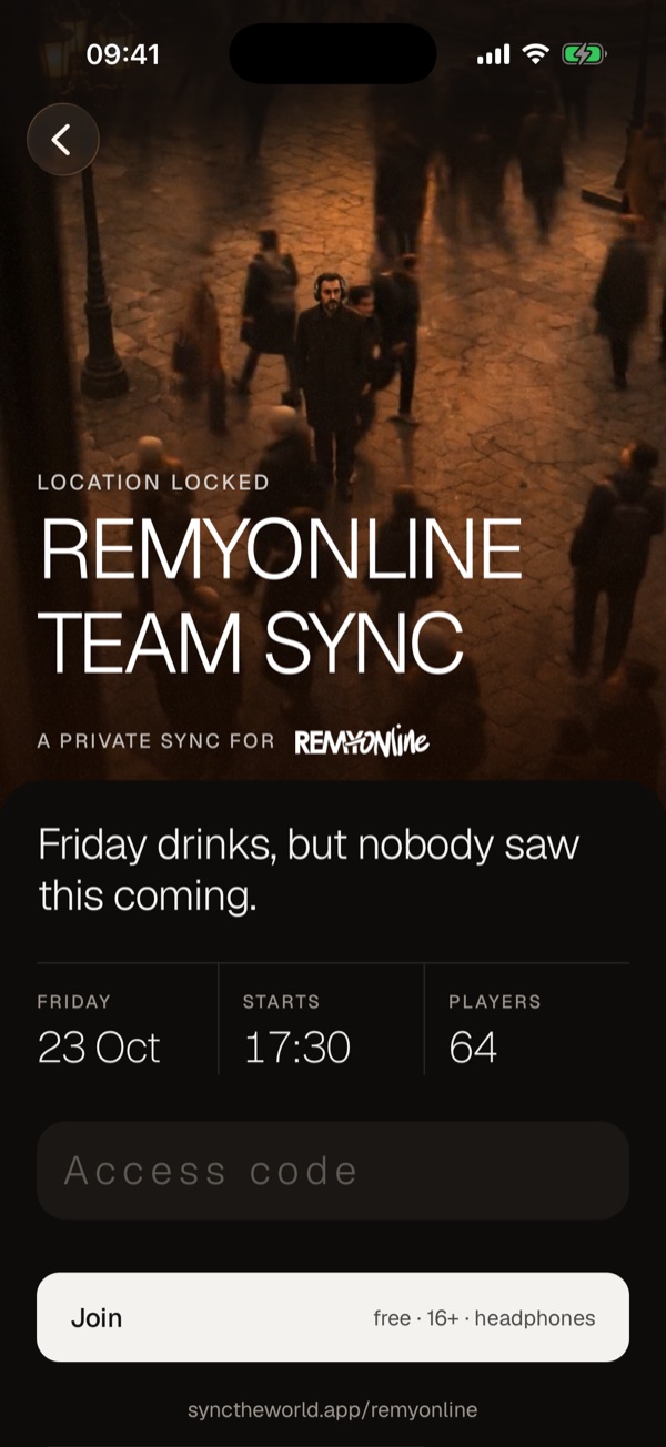 A private Remyonline team Sync, opened with an access code